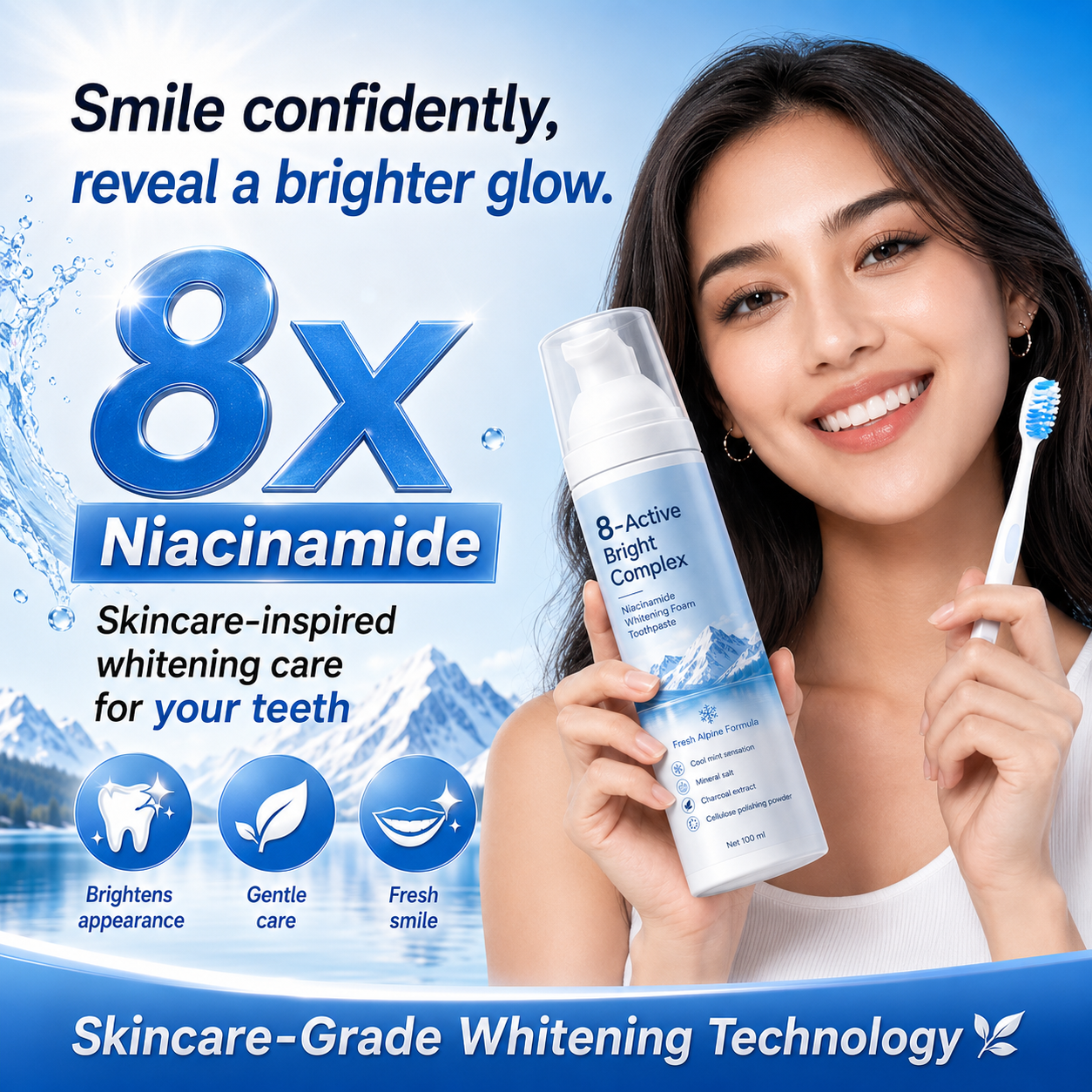 [Professional Grade] Niacinamide Foaming Toothpaste 8X